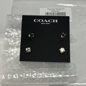 NWT Coach Signature C Stud Earring Set